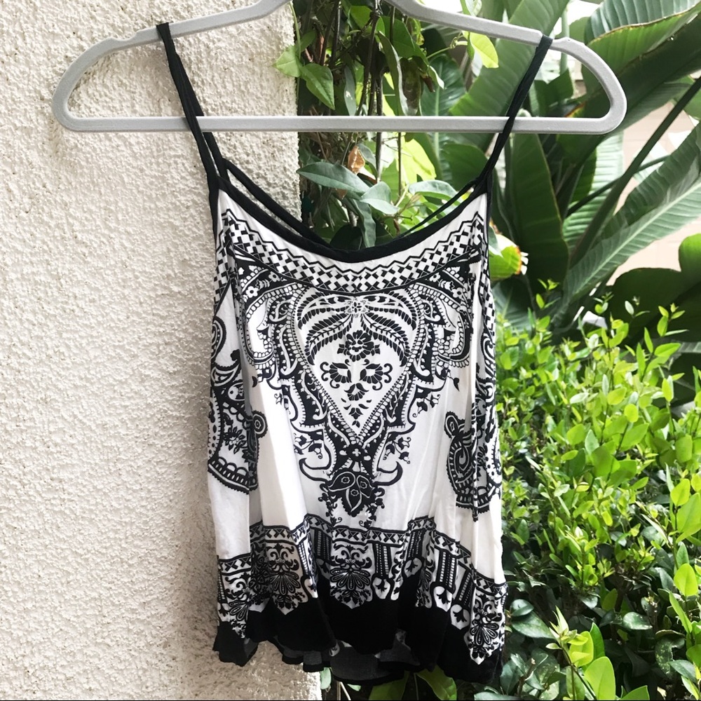 Black and White Flowy Tank Top